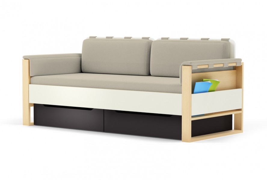 Sofa Loft szer. 195 cm z materacem, bocznymi i tylnymi poduszkami Plus Timoore