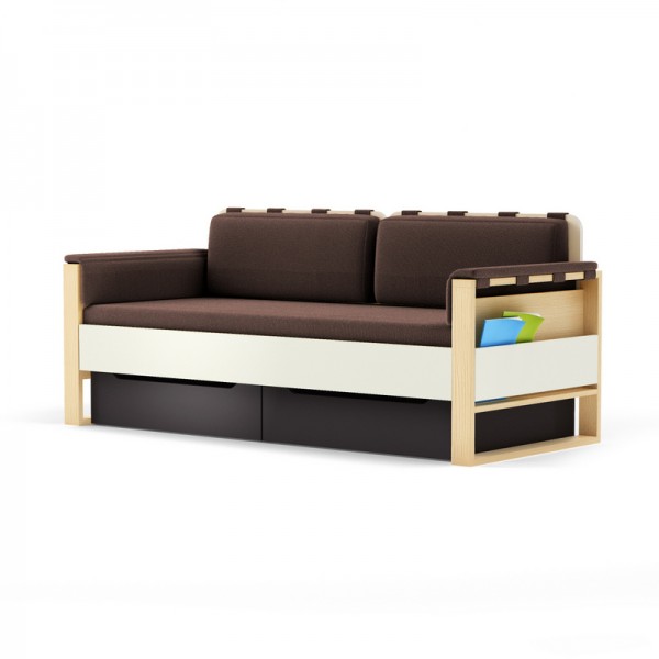 Sofa Loft szer. 195 cm z materacem, bocznymi i tylnymi poduszkami Plus Timoore