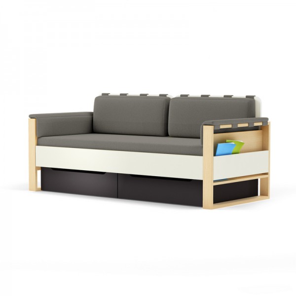 Sofa Loft szer. 195 cm z materacem, bocznymi i tylnymi poduszkami Plus Timoore