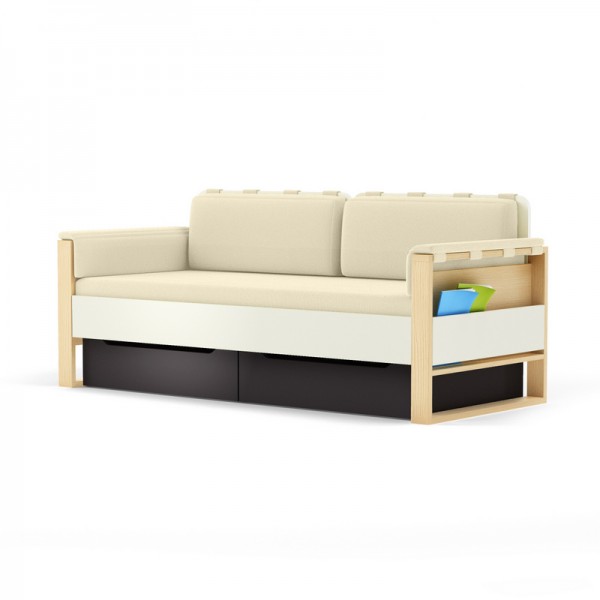 Sofa Loft szer. 195 cm z materacem, bocznymi i tylnymi poduszkami Plus Timoore