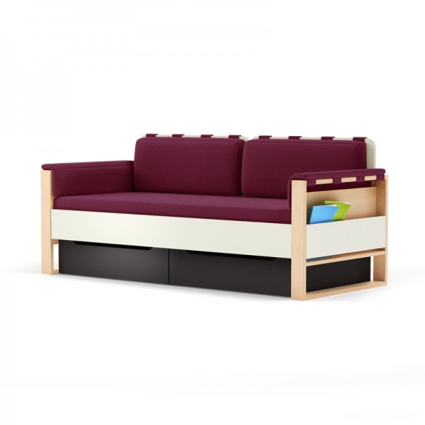 Sofa Loft szer. 195 cm z materacem, bocznymi i tylnymi poduszkami Plus Timoore