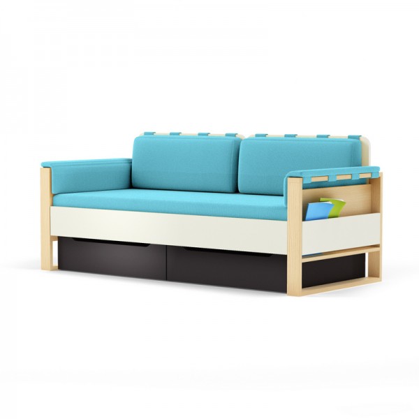 Sofa Loft szer. 195 cm z materacem, bocznymi i tylnymi poduszkami Plus Timoore