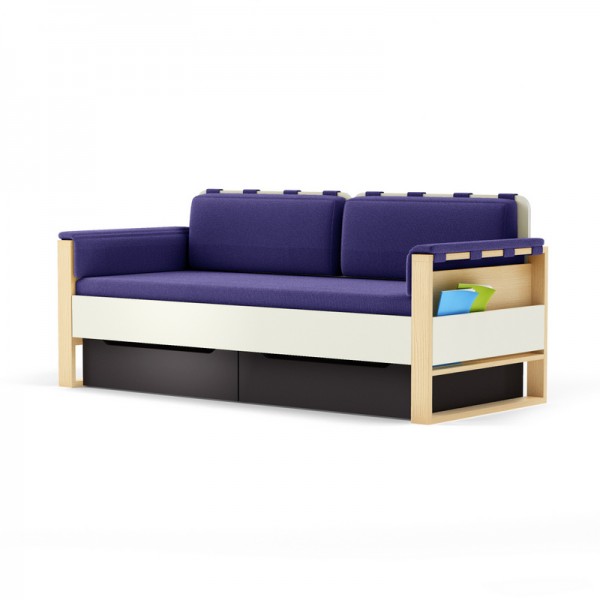 Sofa Loft szer. 195 cm z materacem, bocznymi i tylnymi poduszkami Plus Timoore