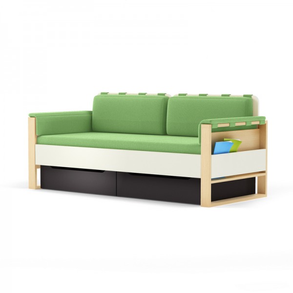 Sofa Loft szer. 195 cm z materacem, bocznymi i tylnymi poduszkami Plus Timoore