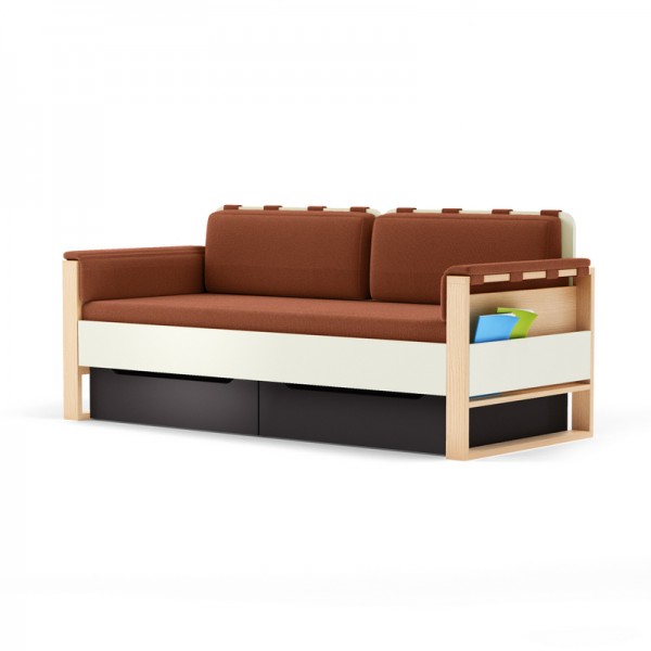 Sofa Loft szer. 195 cm z materacem, bocznymi i tylnymi poduszkami Plus Timoore