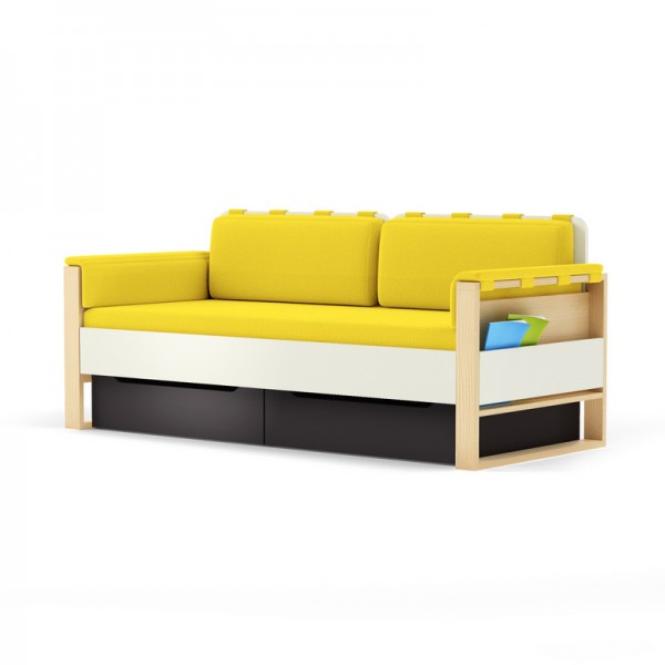 Sofa Loft szer. 195 cm z materacem, bocznymi i tylnymi poduszkami Plus Timoore