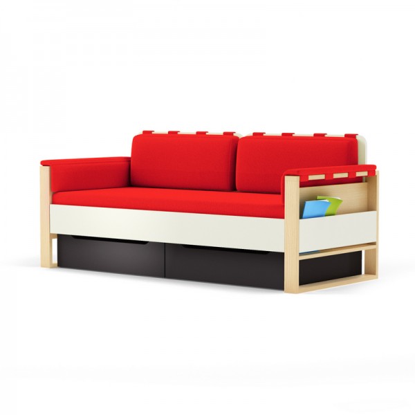 Sofa Loft szer. 195 cm z materacem, bocznymi i tylnymi poduszkami Plus Timoore