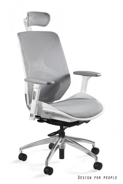 Ergonomiczny biały fotel biurowy Hero W-NWH-8 siatka