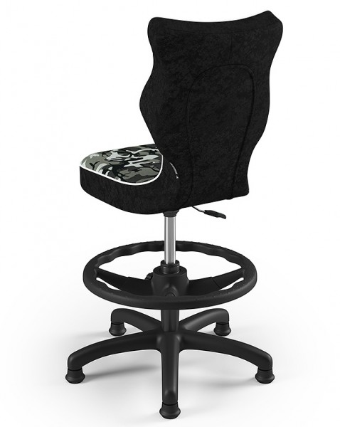 Krzesło dziecięce we wzory Petit Black z podnóżkiem rozmiar 3 (119-142 cm)