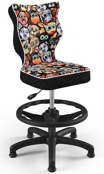 Krzesło dziecięce we wzory Petit Black z podnóżkiem rozmiar 3 (119-142 cm)
