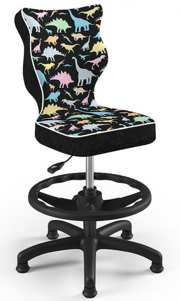 Krzesło dziecięce we wzory Petit Black z podnóżkiem rozmiar 3 (119-142 cm)