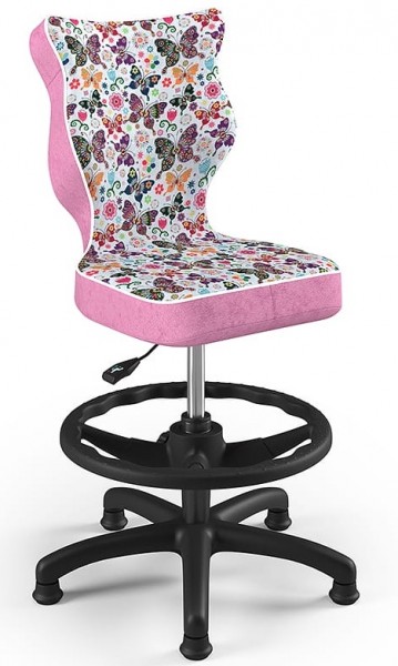 Krzesło dziecięce we wzory Petit Black z podnóżkiem rozmiar 3 (119-142 cm)