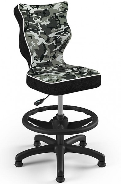Krzesło dziecięce we wzory Petit Black z podnóżkiem rozmiar 3 (119-142 cm)