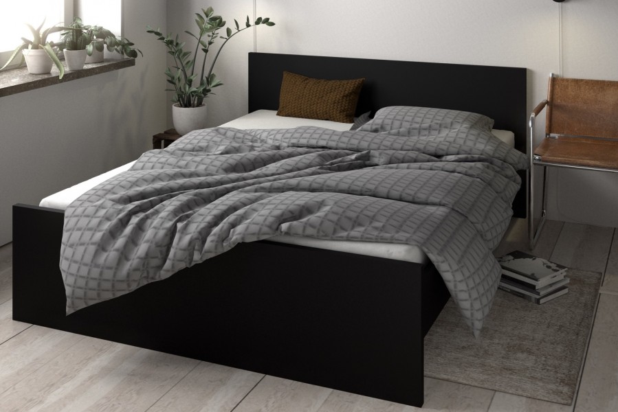 Łóżko 160x200 Naia czarny mat