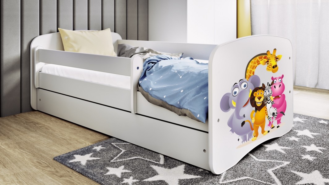 Łóżko dziecięce Babydreams z obrazkiem 160x80 z materacem