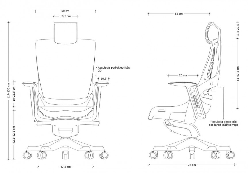 Fotel ergonomiczny Wau 2, Czarny Elastomer, zgodny z normą BHP