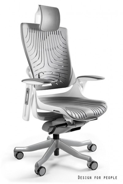 Fotel ergonomiczny Wau 2, zgodny z normą BHP, biały elastomer