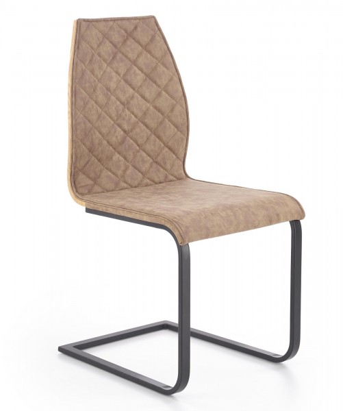 Krzesło na płozach z pikowanym oparciem i tyłem ze sklejki K265 Halmar