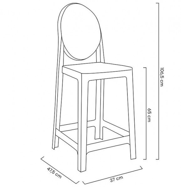Designerski hoker transparentny z tworzywa sztucznego Victoria 65